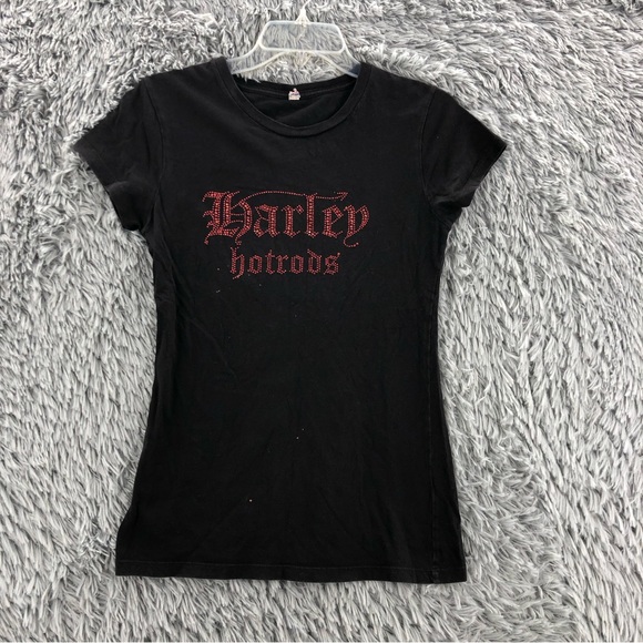 Alstyle Tops - Alstyle Harley Tshirt Hotrods Womens Large Embellished Black Shirt